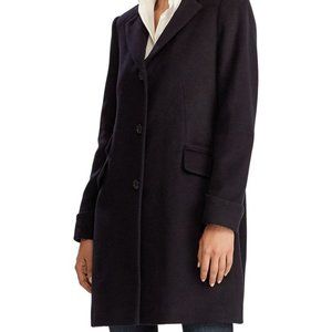 $315 NWT S 2 Wool Ralph Lauren Single Breasted REEFER Coat Black Knee Pea Coat